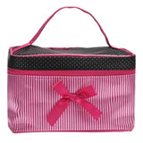 Ladies Makeup Case Square Bow Stripe Bag