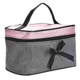 Ladies Makeup Case Square Bow Stripe Bag