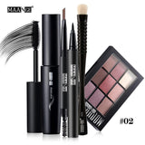 5 pcs/set Makeup Set Cosmetic Foundation Eyeliner Eyebrow pen + Thick Black Mascara 9 Colors Eyeshadow Makeup Tools Set
