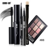 5 pcs/set Makeup Set Cosmetic Foundation Eyeliner Eyebrow pen + Thick Black Mascara 9 Colors Eyeshadow Makeup Tools Set